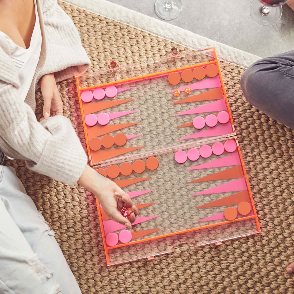 Lucite Acrylic Backgammon Set