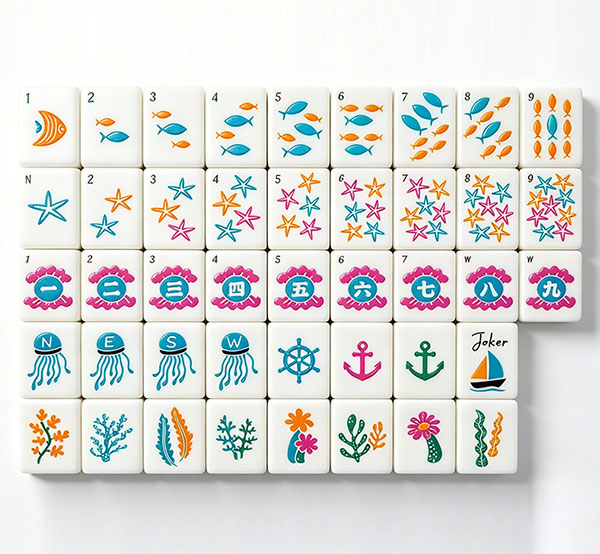 Ocean Themed American mahjong tiles