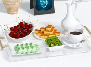 Perspex Tray ከወርቅ መያዣዎች ጋር