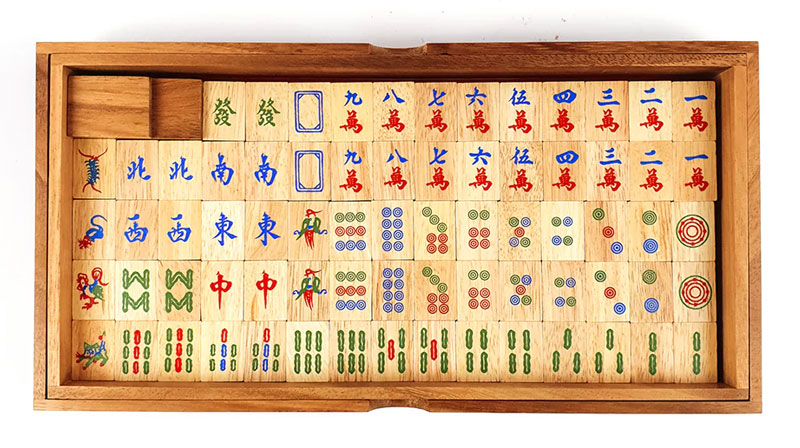 Wood Mahjong Set