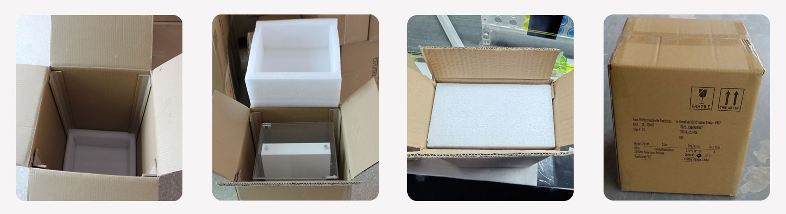 Verpackung aus Acryl-Aufbewahrungsboxen