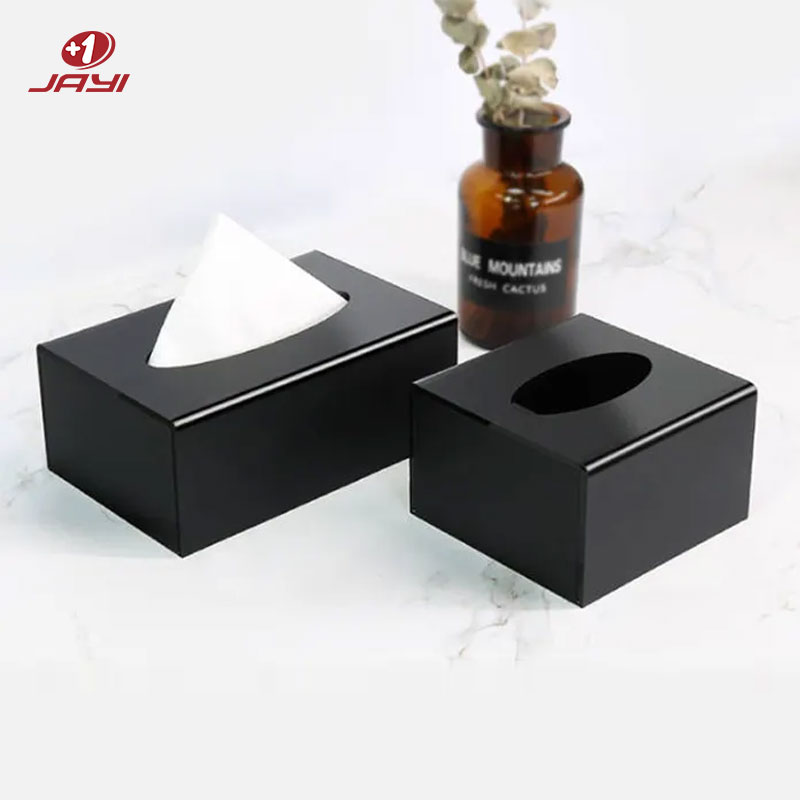 black acrylic tissue box