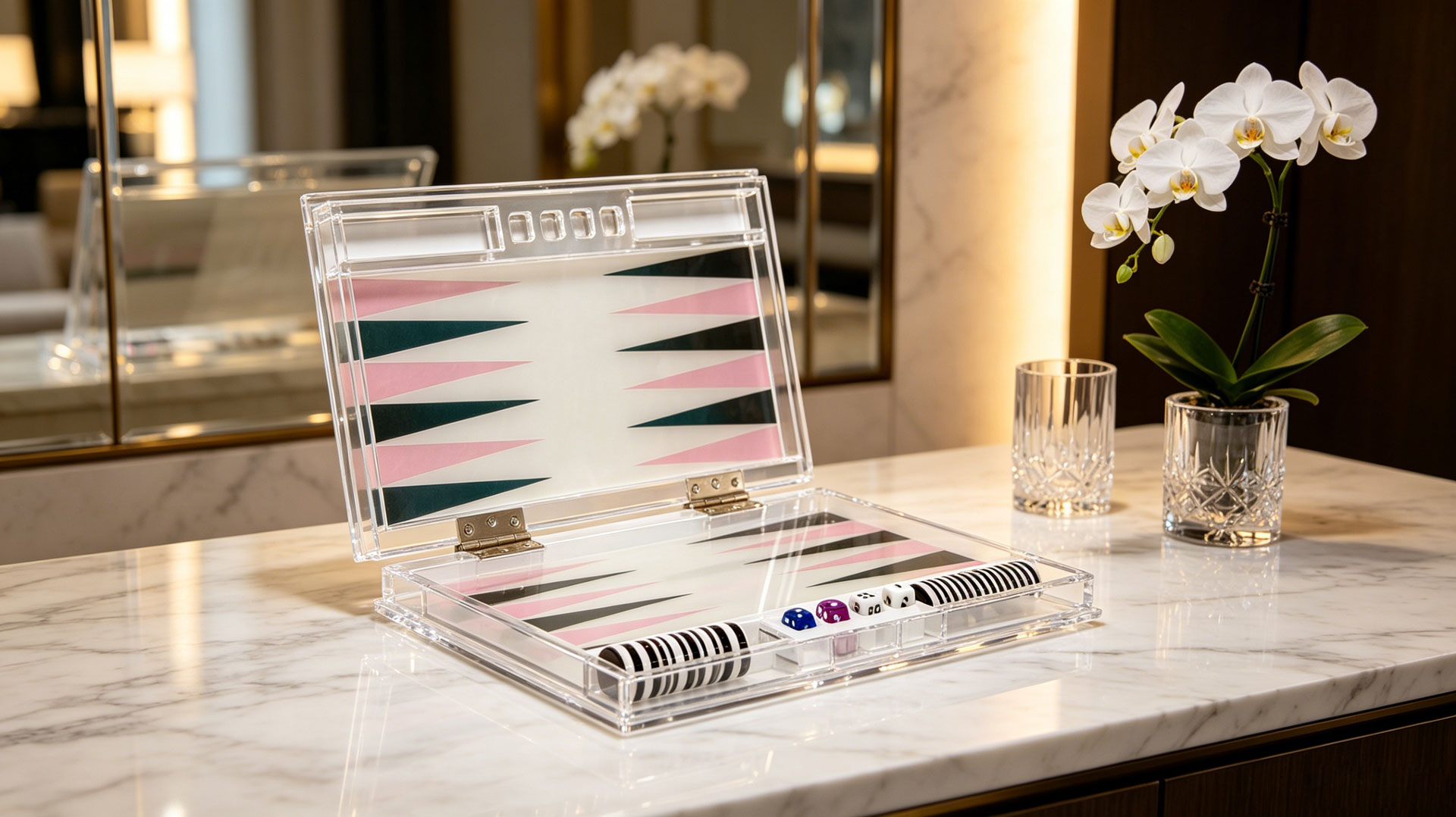 custom acrylic backgammon set